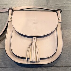 Florence Pale Pink Leather Tassel Crossbody Bag